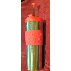 Bodum Insulated Stainless Steel French Press Tea-Coffee Travel Mug with Red Grip